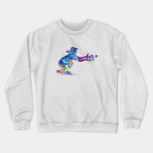 Baseball Girl Catcher Watercolor Softball Player Crewneck Sweatshirt